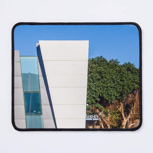 Item preview, Modern White Facade Building With Glass Windows, Blue Sky, And Lush Tree — Architectural Composition Outdoors designed and sold by Nmallia.