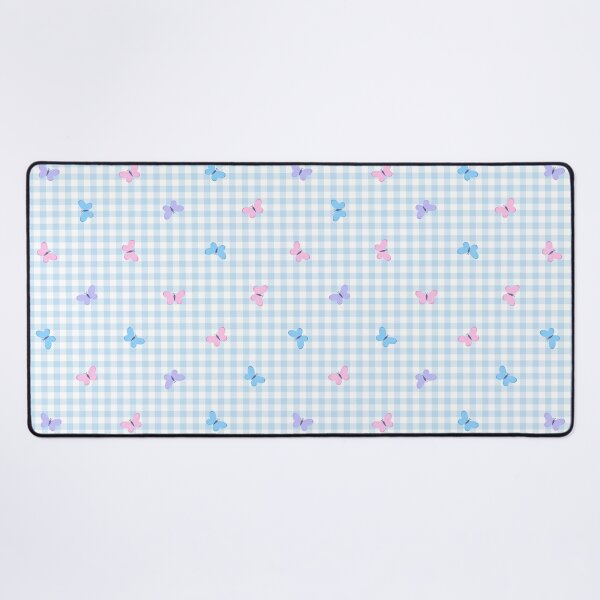 Item preview, Ditsy Pastel Butterflies Blue Gingham designed and sold by kiyanochka.