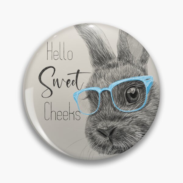 Item preview, Hello Sweet Cheeks Bunny – Cute Rabbit Drawing with Blue Glasses designed and sold by kolonjArt.