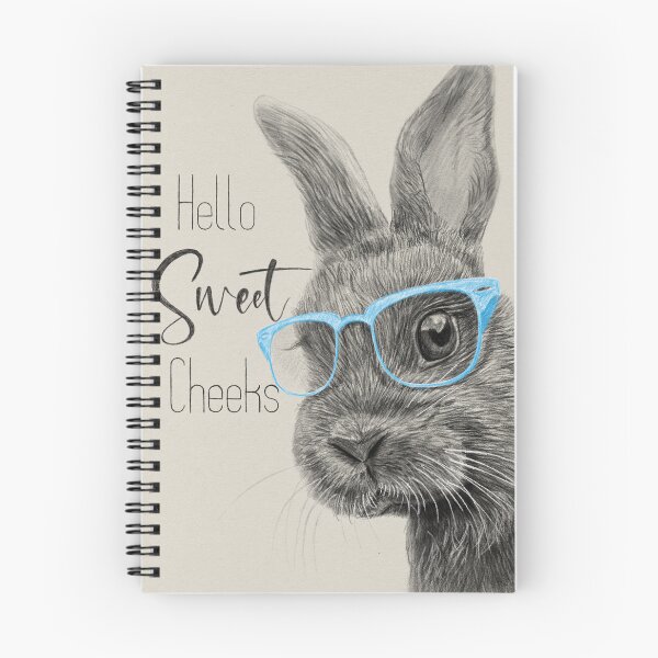 Item preview, Hello Sweet Cheeks Bunny – Cute Rabbit Drawing with Blue Glasses designed and sold by kolonjArt.