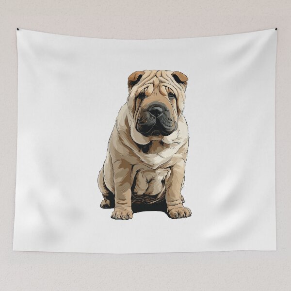 Item preview, Cream Shar pei Dog Illustration designed and sold by whyitsme.