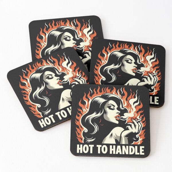 Item preview, Retro Tattoo Style Smoking Pin-Up with Flames. designed and sold by Spark2Seduction.