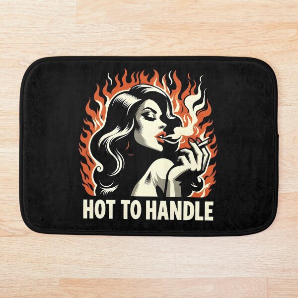 Item preview, Retro Tattoo Style Smoking Pin-Up with Flames. designed and sold by Spark2Seduction.