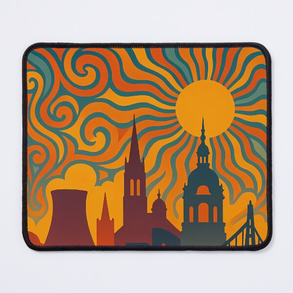 Item preview, Trippy Psychedelic Poster of Charleroi | Neon Industrial Dreams | Surreal Belgian Cityscape Art designed and sold by PaintedPixels01.