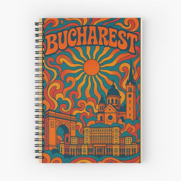 Item preview, Trippy Psychedelic Poster of Bucharest | Neon Balkan Nights | Surreal Romanian Cityscape Art designed and sold by PaintedPixels01.