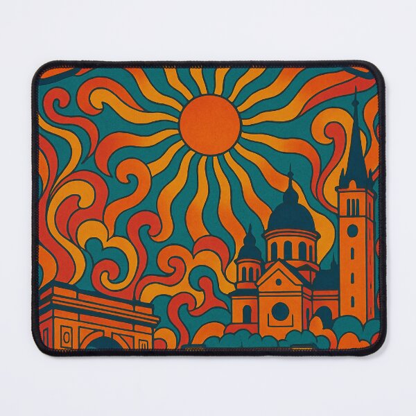 Item preview, Trippy Psychedelic Poster of Bucharest | Neon Balkan Nights | Surreal Romanian Cityscape Art designed and sold by PaintedPixels01.