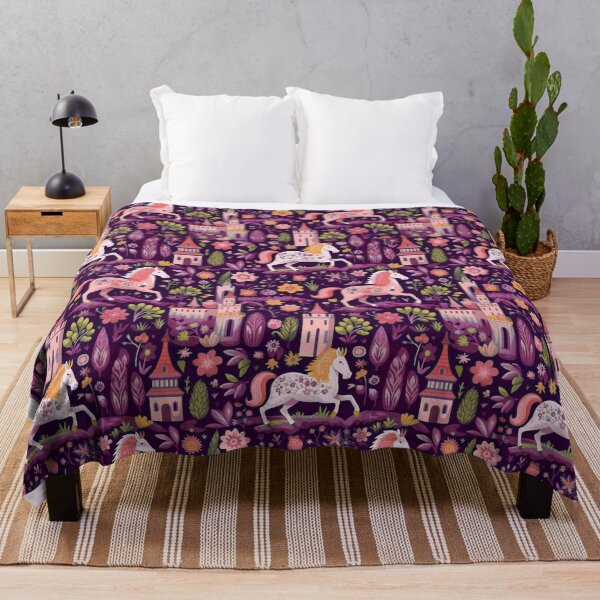 Item preview, Fairytale landcsape with horses and castles purple designed and sold by Alessandro Remo Mazzoni Remotextiles.