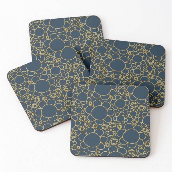 Item preview, Cheerful Doodle Flowers Pattern in Navy Blue and Mustard designed and sold by kierkegaard.