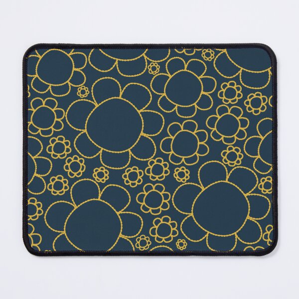 Item preview, Cheerful Doodle Flowers Pattern in Navy Blue and Mustard designed and sold by kierkegaard.