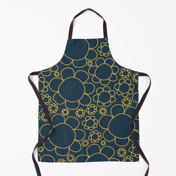 Item preview, Cheerful Doodle Flowers Pattern in Navy Blue and Mustard designed and sold by kierkegaard.
