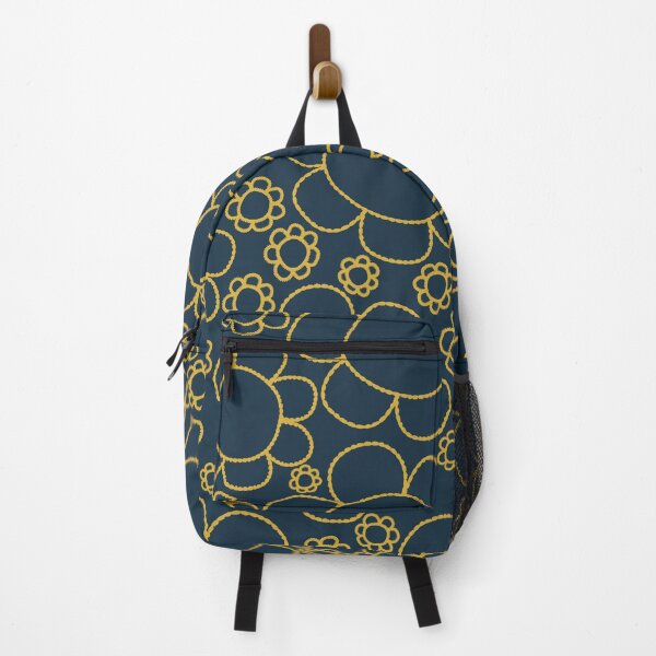 Item preview, Cheerful Doodle Flowers Pattern in Navy Blue and Mustard designed and sold by kierkegaard.