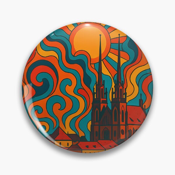 Item preview, Trippy Psychedelic Poster of Brno | Neon Moravian Dreams | Surreal Czech Cityscape Art designed and sold by PaintedPixels01.