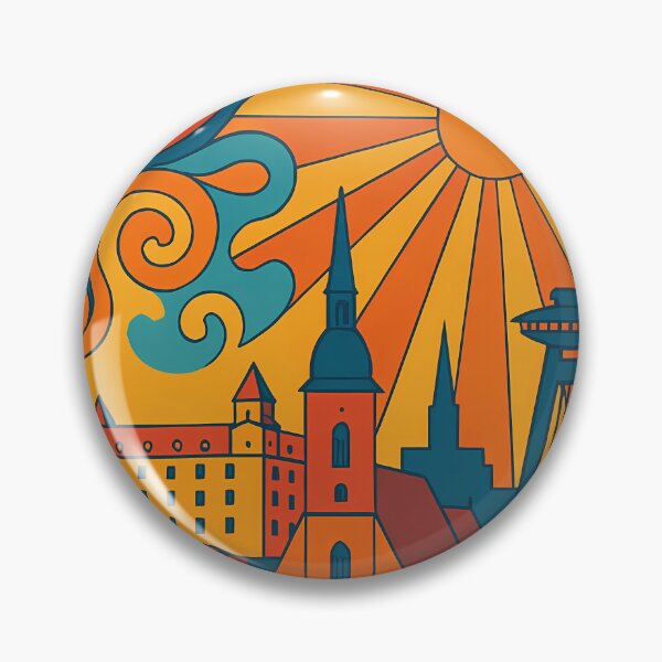 Item preview, Trippy Psychedelic Poster of Bratislava | Neon Danube Dreams | Surreal Slovak Cityscape Art designed and sold by PaintedPixels01.