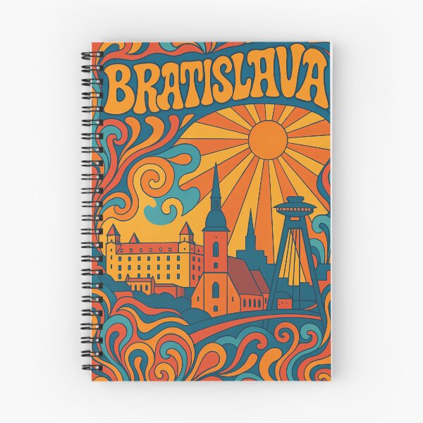 Item preview, Trippy Psychedelic Poster of Bratislava | Neon Danube Dreams | Surreal Slovak Cityscape Art designed and sold by PaintedPixels01.