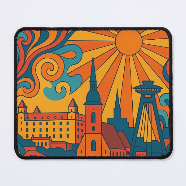 Item preview, Trippy Psychedelic Poster of Bratislava | Neon Danube Dreams | Surreal Slovak Cityscape Art designed and sold by PaintedPixels01.