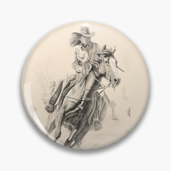Item preview, Cowgirl Riding Horse pencil drawing 2 designed and sold by kolonjArt.