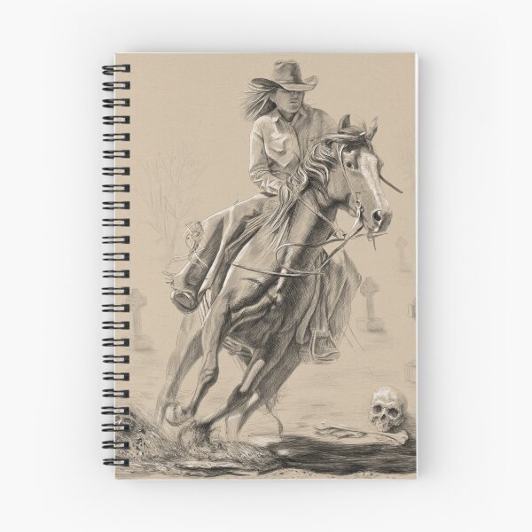 Item preview, Cowgirl Riding Horse pencil drawing 2 designed and sold by kolonjArt.