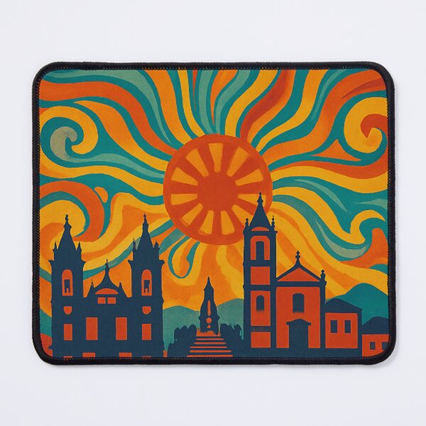 Item preview, Trippy Psychedelic Poster of Braga | Neon Portuguese Vibes | Surreal Northern Portugal Cityscape Art designed and sold by PaintedPixels01.