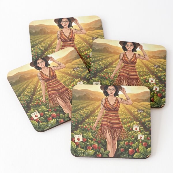 Item preview, Vintage Strawberry Fields Forever - Retro Boho Girl Illustration designed and sold by Hen-C-Art.
