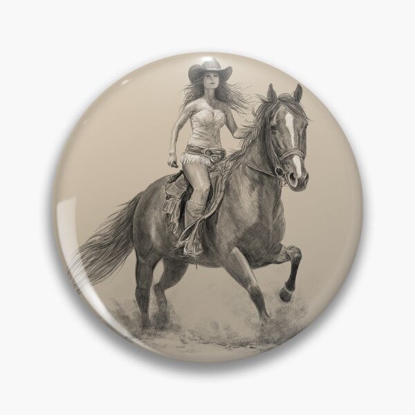 Item preview, Cowgirl Riding Horse pencil drawing 3 designed and sold by kolonjArt.