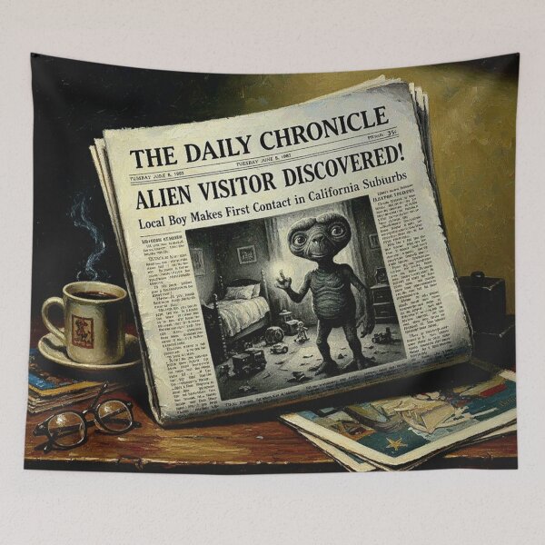 Item preview, Extraordinary News: Vintage Alien Discovery Art designed and sold by Art's Diner.