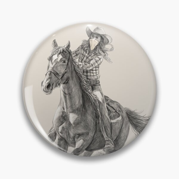 Item preview, Cowgirl Riding Horse pencil drawing designed and sold by kolonjArt.