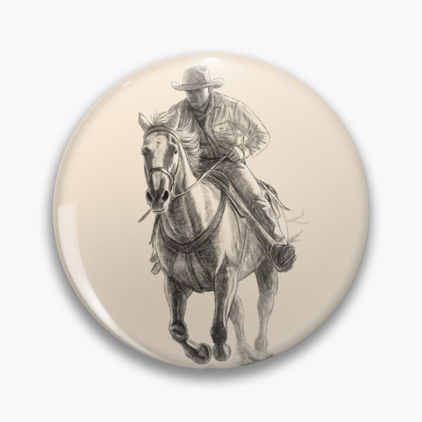 Item preview, Cowboy Riding Horse pencil drawing designed and sold by kolonjArt.