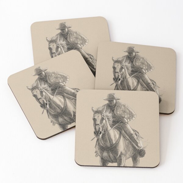 Item preview, Cowboy Riding Horse pencil drawing designed and sold by kolonjArt.
