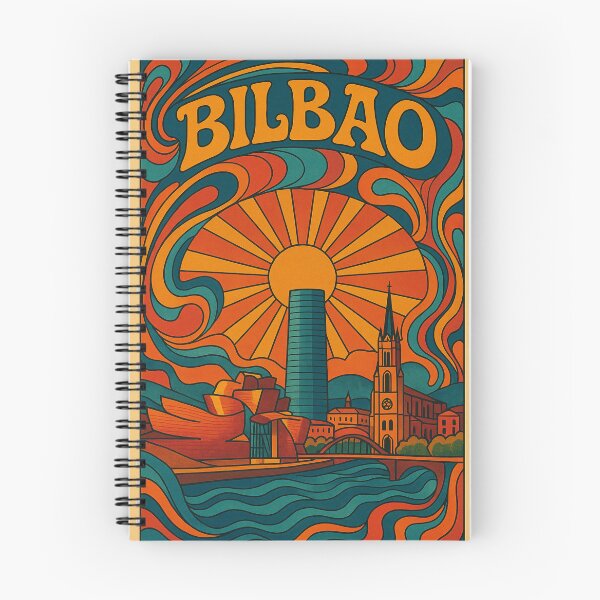 Item preview, Trippy Psychedelic Poster of Bilbao | Neon Basque Dreams | Surreal Spanish Cityscape Art designed and sold by PaintedPixels01.