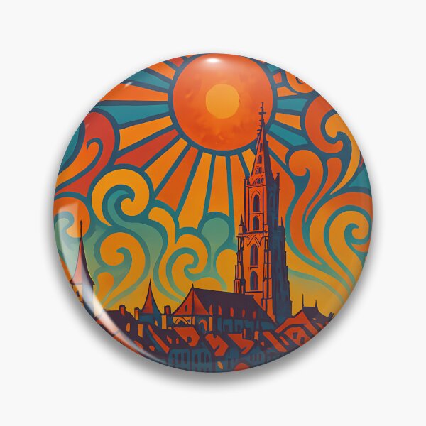 Item preview, Trippy Psychedelic Poster of Bern | Neon Alpine Dreams | Surreal Swiss Cityscape Art designed and sold by PaintedPixels01.