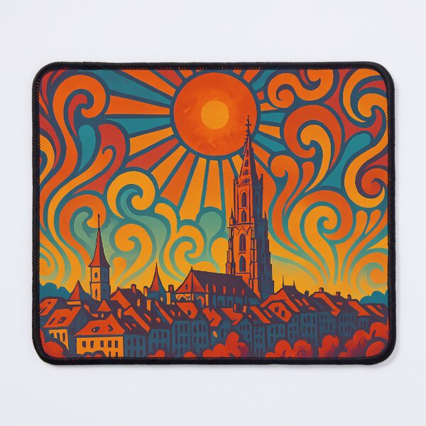 Item preview, Trippy Psychedelic Poster of Bern | Neon Alpine Dreams | Surreal Swiss Cityscape Art designed and sold by PaintedPixels01.