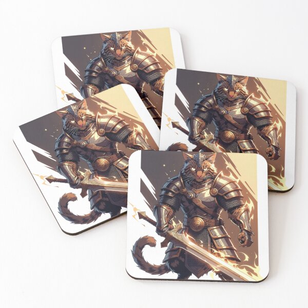 Item preview, Warrior cat wearing his armor and sword designed and sold by UrbanView.