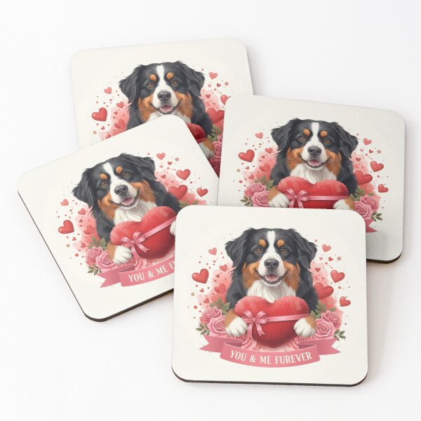 Item preview, Bernese Mountain Dog Valentine – "You & Me Furever" Floral Heart Art designed and sold by Nomadic-Prints.