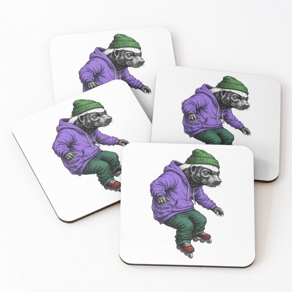 Item preview, Honey badger on roller skates designed and sold by krabbaraban.