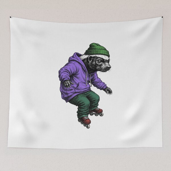 Item preview, Honey badger on roller skates designed and sold by krabbaraban.