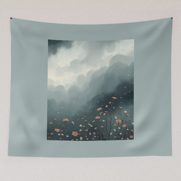 Item preview, Peach Flowers and Stormy Skies Little Flowers designed and sold by Sachie's Studio.