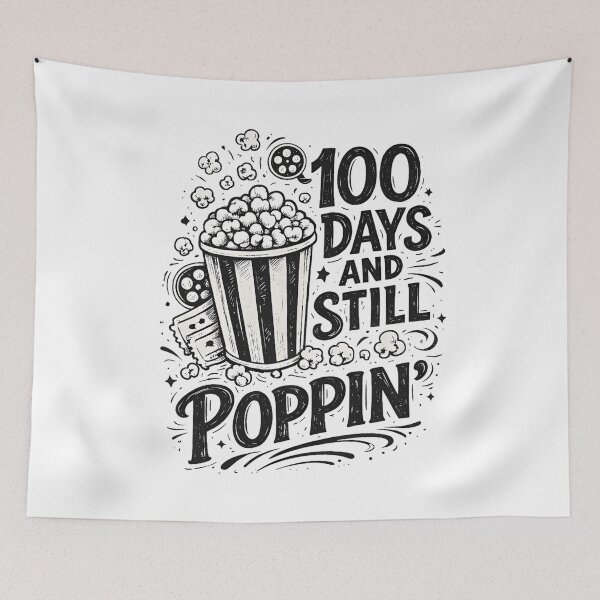 Item preview, 100 Days And Still Poppin Hand Drawn Sketch Black White 100th Day Of School Teacher Shirt designed and sold by JaaCreativeShop.