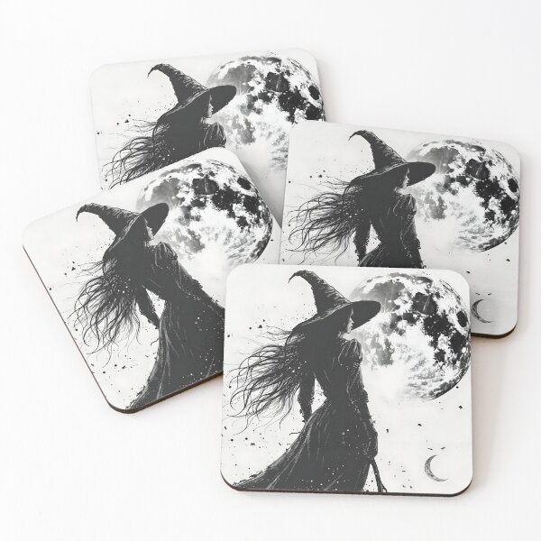 Item preview, Gothic Witch Silhouette Under the Full Moon designed and sold by AbstractAuraArt.
