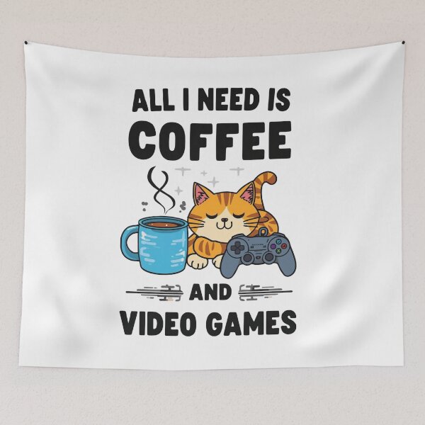 Item preview, All I need is coffee and video games quote designed and sold by CleanDecor.