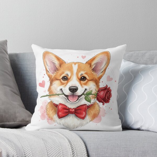 Item preview, Dapper Corgi Valentine – Cute Dog with Red Rose and Bow Tie Art designed and sold by Nomadic-Prints.
