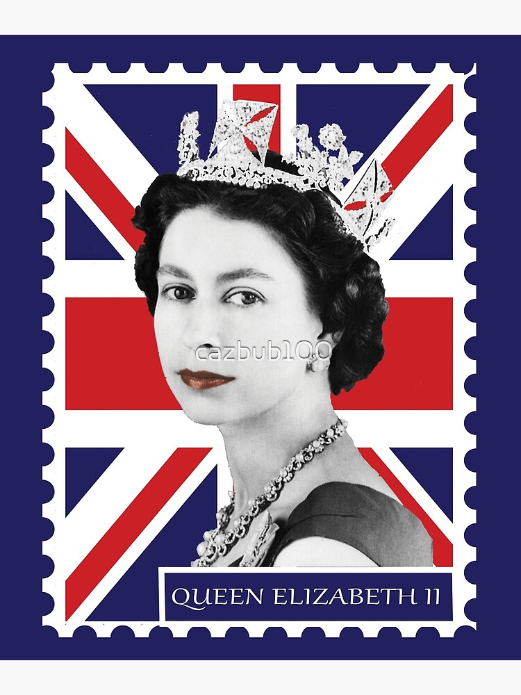 "Queen Elizabeth II Stamp; Union Jack" Canvas Print for Sale by