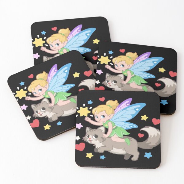 Item preview, Mischievous Fairy Riding a Flying Cat – Magical Fantasy Illustration designed and sold by GraphGUY.