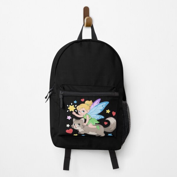 Item preview, Mischievous Fairy Riding a Flying Cat – Magical Fantasy Illustration designed and sold by GraphGUY.
