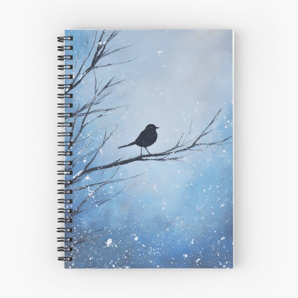 Item preview, Minimal Winter Bird Silhouette in Falling Snow designed and sold by M&A Design House.