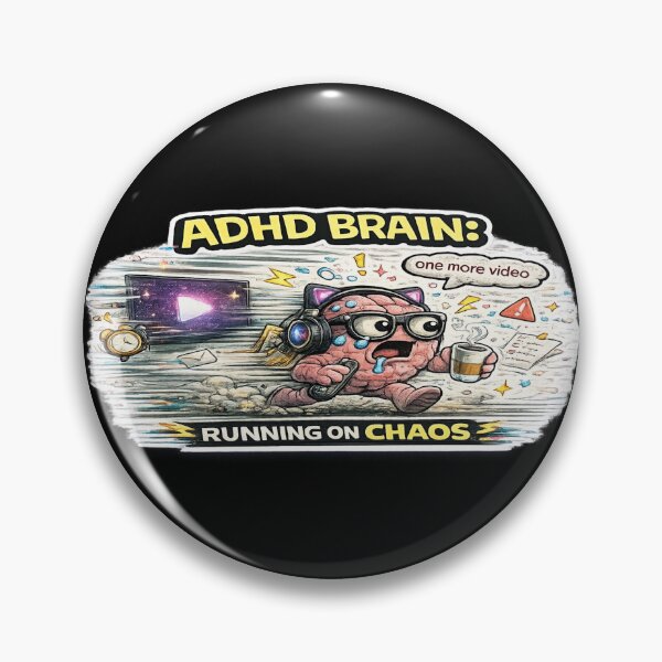 Item preview, ADHD Brain Running on Chaos Funny Neurodivergent Meme designed and sold by FeralMindStudio.