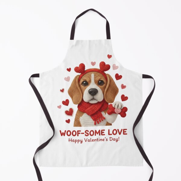 Item preview, Woof-some Love Beagle – Cute Knitted Dog Valentine with Heart Headband designed and sold by Nomadic-Prints.