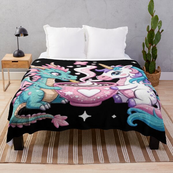 Item preview, Cute Dragon and Unicorn Sharing Hot Chocolate – Magical Fantasy Illustration designed and sold by GraphGUY.
