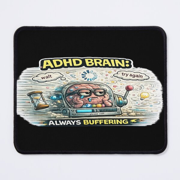 Item preview, ADHD Brain Always Buffering Funny Focus Loading Meme designed and sold by FeralMindStudio.