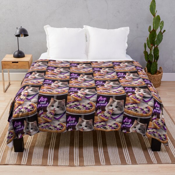 Item preview, asexual cat eating pizza designed and sold by Hazelpurr.