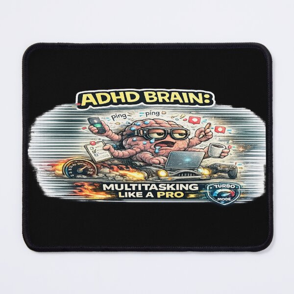 Item preview, ADHD Brain Multitasking Like a Pro Funny Productivity Meme designed and sold by FeralMindStudio.